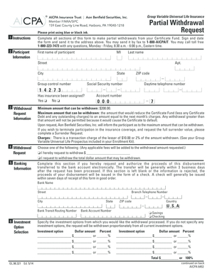 Group Variable Universal Life Insurance Partial Withdrawal Form