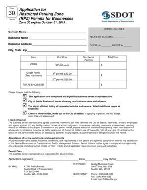 Seattle Restricted Parking Zone Application