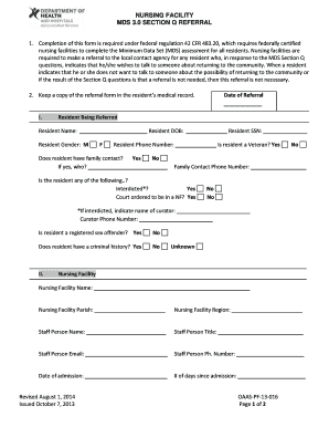 Nursing Facility MDS 3.0 Section Q Referral Form