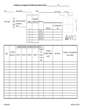 Soil Moisture and Irrigation Record Form