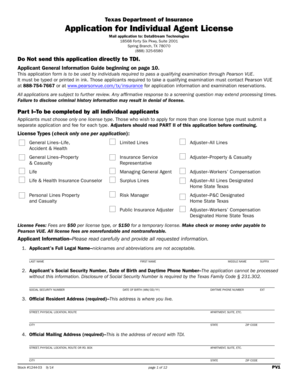 Texas Individual Agent License Application