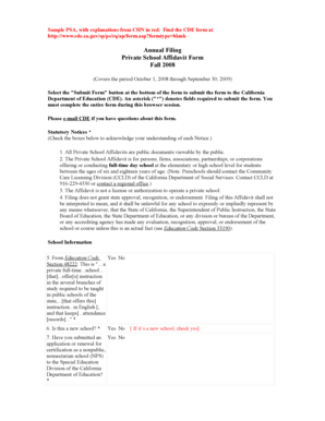 California Private School Affidavit Form