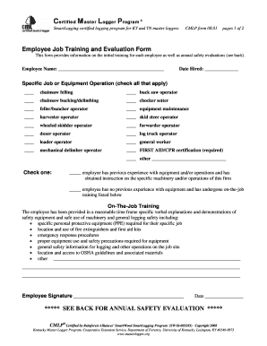 Employee Job Training and Evaluation Form