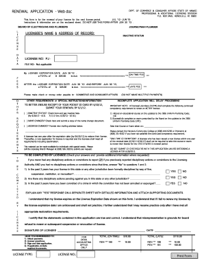 Hawaii Journeyman Plumber Renewal Application
