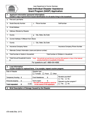 Iowa Individual Disaster Assistance Grant Program Application