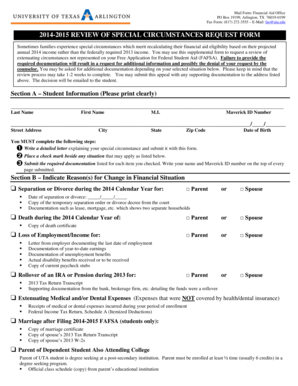 2014-2015 Special Circumstances Financial Aid Review Form