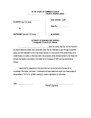 Affidavit of Non-Military Service