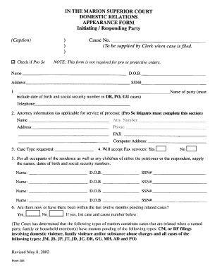 Marion Superior Court Appearance Form