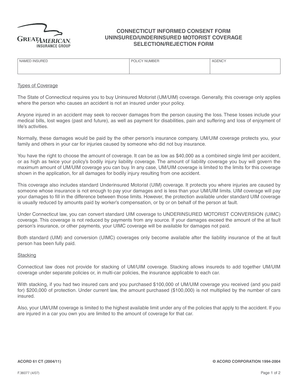 Connecticut Uninsured Motorist Coverage Selection Form