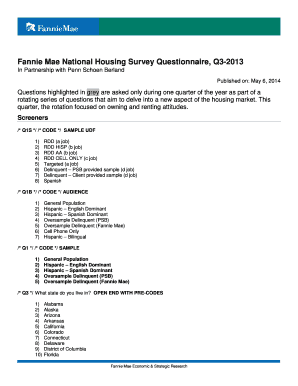Fannie Mae Housing Survey Questionnaire