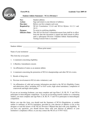 NCAA Division I Student-Athlete Statement Form