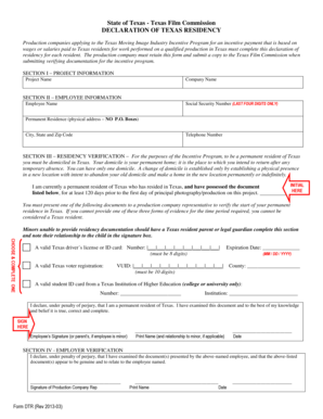 Texas Residency Declaration Form