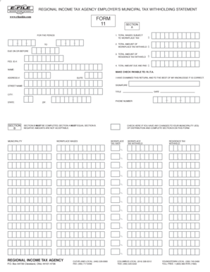 Ohio Employer Municipal Tax Withholding Statement