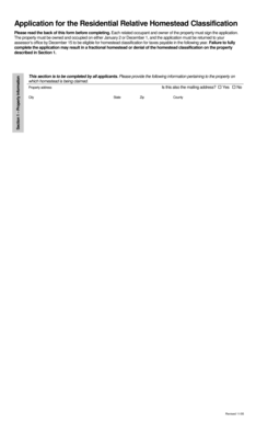 Application for Residential Relative Homestead Classification