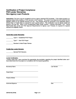 Certification of Project Compliance