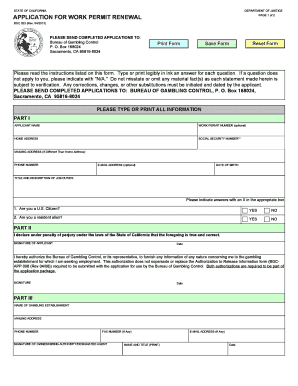 California Work Permit Renewal Application
