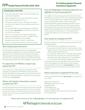 Washington University FFP Family Financial Profile 2014-2015