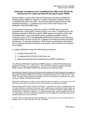 Substantial Amendment to Consolidated Plan 2008 Action Plan for HPRP