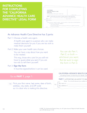California Advance Health Care Directive