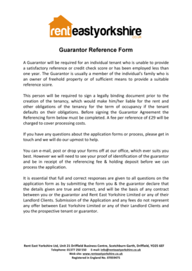 Guarantor Reference Form