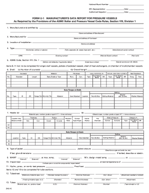 Manufacturer's Data Report for Pressure Vessels