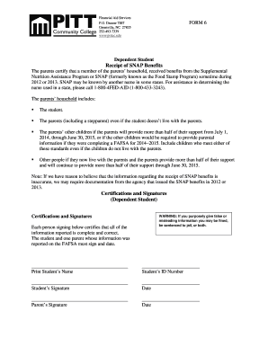 FAFSA SNAP Benefits Certification Form