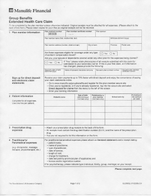 Manulife Extended Health Care Claim Form