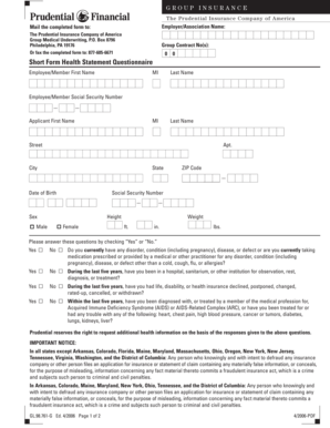 Group Medical Underwriting Health Statement Questionnaire