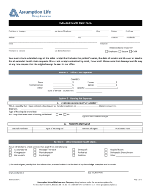 Extended Health Claim Form