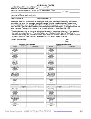 Wisconsin Tenant Check-In Form