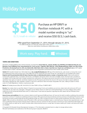 HP Holiday Harvest Rebate Form