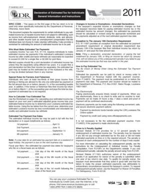 Louisiana IT-540ES 2011 Estimated Tax Declaration