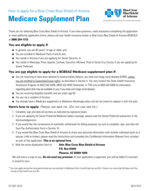 Blue Cross Blue Shield of Arizona Medicare Supplement Application