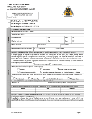 wyoming operating authority