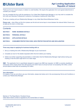 Ulster Bank SME Lending Application Form