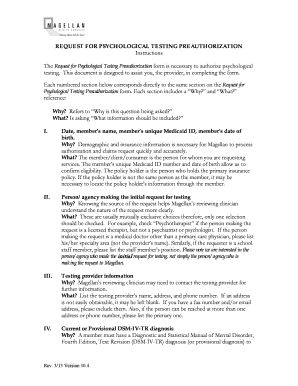 Request for Psychological Testing Preauthorization