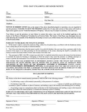 Five-Day Unlawful Detainer Notice