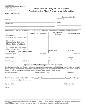 Colorado Request for Copy of Tax Returns