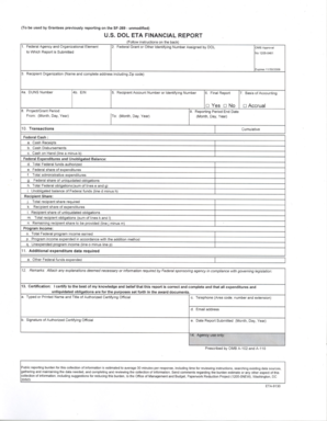 US DOL ETA Financial Report