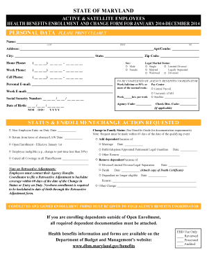 Maryland Health Benefits Enrollment Form