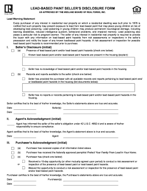Lead-Based Paint Seller’s Disclosure Form