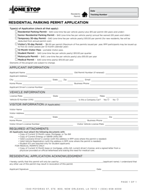 Residential Parking Permit Application