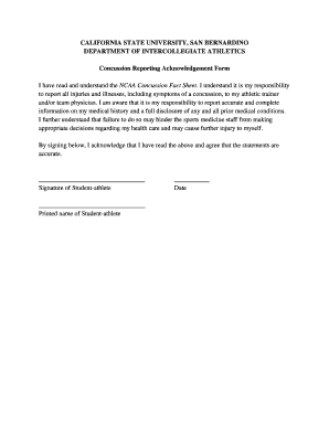 Concussion Reporting Acknowledgement Form