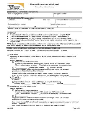 Request for Member Withdrawal