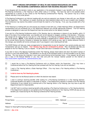 West Virginia Fair Hearing Request Form