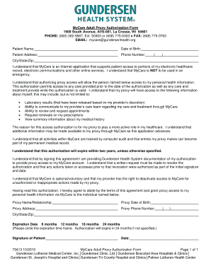MyCare Adult Proxy Authorization Form