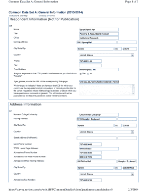Common Data Set A: General Information