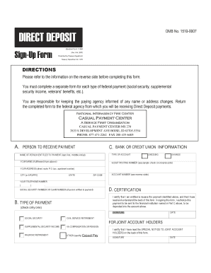 US Federal Direct Deposit Sign-Up Form