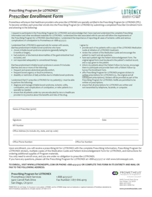 Prescriber Enrollment Form for LOTRONEX