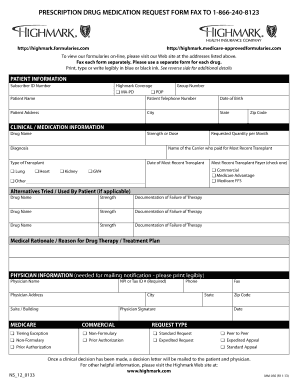 Prescription Drug Medication Request Form
